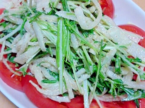 大根と水菜のゴマドレッシングサラダ